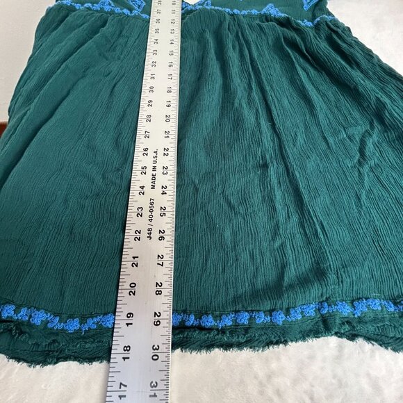 Free People Womens Diamond Embroidered Tunic Top Small V-Neck Long Sleeve Boho - Picture 7 of 7